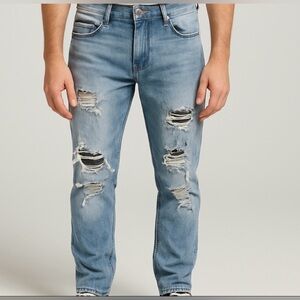 Rockstar Men’s Jeans Size 30 Light Wash Distressed Ripped Slim Tapered Denim